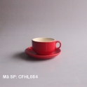 Cốc cafe truyền thống quai tròn men đỏ 