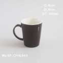 Cốc sứ cafe lòng trắng quai C (Nâu)