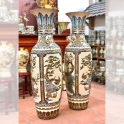 Lộc bình 1m6 tứ cảnh Tùng - Cúc - Trúc - Mai đắp nổi men trắng tràm