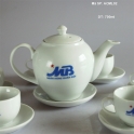 Bộ ấm chén quà tặng Ngân hàng MB 700ml (Trắng)