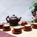 Bộ ấm chén tử sa đắp đào đỏ S1
