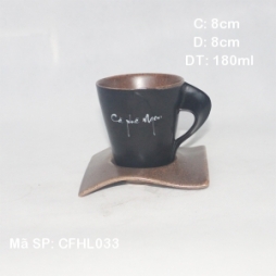 Cốc sứ pha cà phê quai xoắn lòng gốm (Đen) Cốc sứ pha cà phê quai xoắn lòng gốm (Đen)