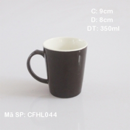 Cốc sứ cafe lòng trắng quai C (Nâu) Cốc sứ cafe lòng trắng quai C (Nâu)