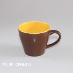 Cốc sứ uống cà phê màu nâu lòng vàng Cốc sứ uống cà phê màu nâu lòng vàng