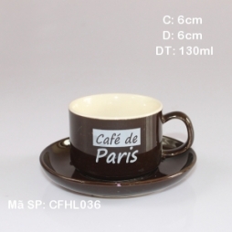 Ly sứ cafe cao cấp in logo de Paris (Nâu) Ly sứ cafe cao cấp in logo de Paris (Nâu)