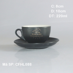 Tách cafe cappuccino kiểu Ý in logo quà tặng Minh Minh (Đen mờ) Tách cafe cappuccino kiểu Ý in logo quà tặng Minh Minh (Đen mờ)