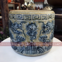 Bát hương men rạn bóng hoàng lưu ly gốm sứ Hải Long Bát Tràng Bat huong men ran bong hoang luu ly gom su Hai Long Bat Trang