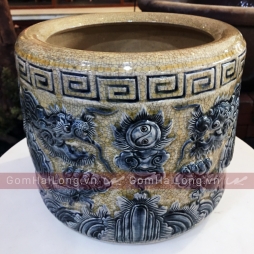 Bát hương men rạn bóng hoàng lưu ly gốm sứ Hải Long Bat huong men ran bong hoang luu ly gom su Hai Long