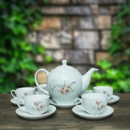 Bộ ấm chén sứ cao cấp dáng Minh Long hoa mai đỏ 800ml (Trắng) Bộ ấm chén sứ cao cấp dáng Minh Long hoa mai đỏ 800ml (Trắng)