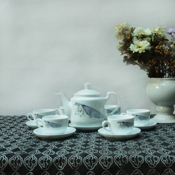 Bộ ấm chén sứ cao cấp CK quai cong cánh chuồn (Trắng) Bộ ấm chén sứ cao cấp CK quai cong cánh chuồn (Trắng)