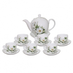 Bộ ấm chén dáng Minh Long hoa trà 800ml (Trắng)