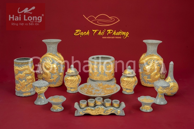 Bộ đồ thờ cúng men rạn dát vàng cho ban 1m54 trở lên