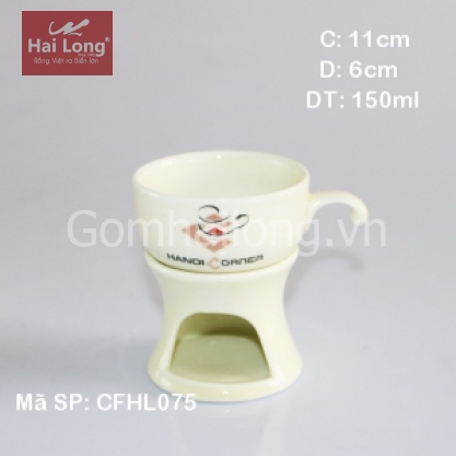Bộ tách cafe & bếp đun (Trắng ngà)