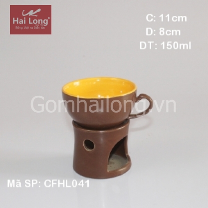 Bộ tách cà phê & bếp đun cà phê men nâu