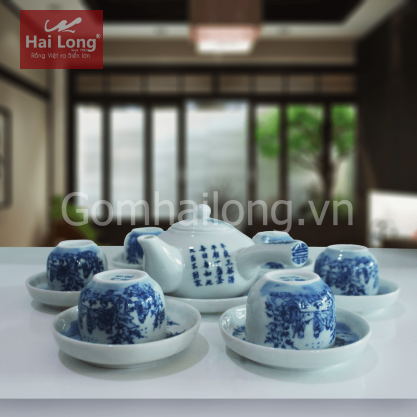ấm chén pha trà gốm sứ Hải Long Bát Tràng