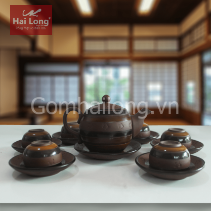 ấm trà tử sa gốm sứ Hải Long Bát Tràng