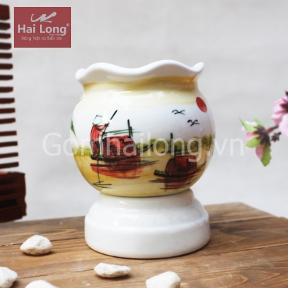 Đèn xông tinh dầu họa tiết sông quê cỡ nhỡ